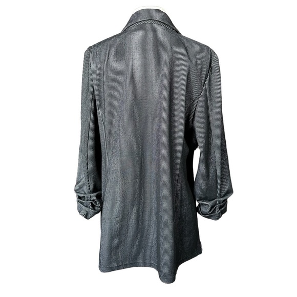 Tommy Hilfiger Single Button Ruched Sleeve Striped Blazer Black Blazer Size 14 - Picture 10 of 15